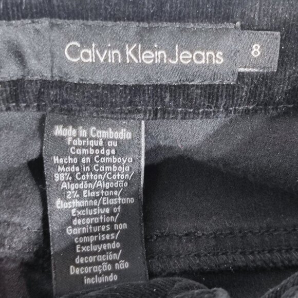 Calvin Klein Jeans micro corduroy casual pants women's size 8 black straight - Picture 6 of 9
